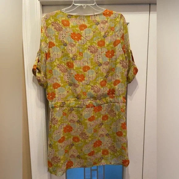 BCBMAXAZRIA Floral Print Chinoiserie romper Mini Dress, Drawstring Waist, Medium - Picture 10 of 16